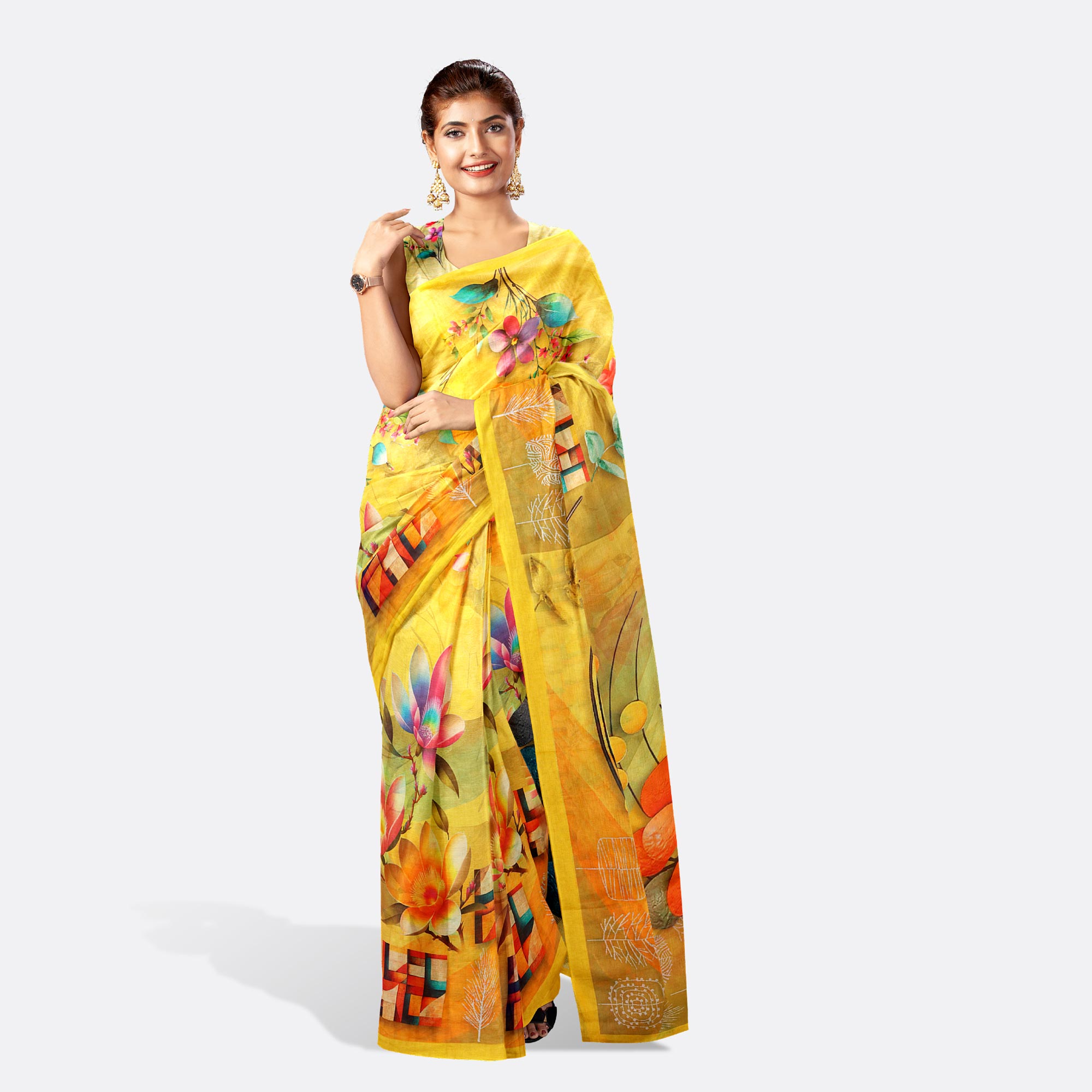 Multicolor Digital Print Saree